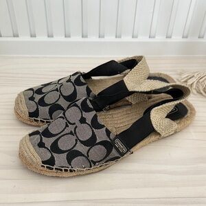 Coach Black and Tan Espadrille Flats